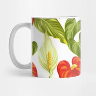 Cute Colorful Floral Leaves Pattern on White Mug